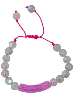 Kids Iridescent Bead Bracelet with Pink Accent -